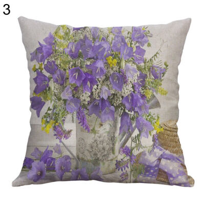 

Linen Rose Peony Tulip Flower Pillow Case Cushion Cover Sofa Bed Car Cafe Decor