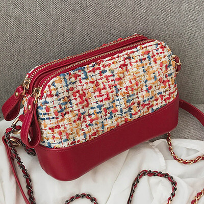 

2019 new fashion lady splice wandering bag Lingge single shoulder weaving chain bag