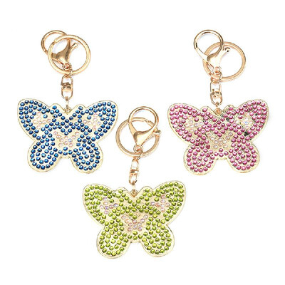

DIY Diamond Painting Keychain Pendant Butterfly Key Ring Full Drill Special Shape Diamond Painting Kits for Handbag Shoulder Bag B