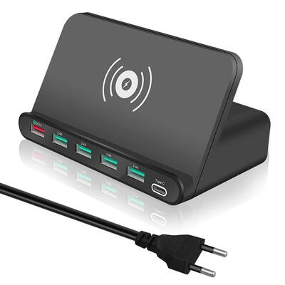 

10W Qi Wireless Charger Multi USB Type-C HUB QC30 Fast Charging Adapter