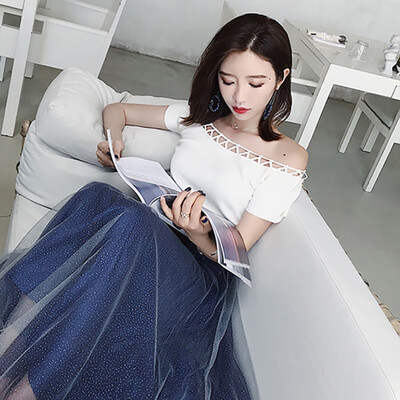 

Solid Black white One Shoulder Cut Out Knitted Crop Tops Basic Slim O Neck Women Short Sleeve Sweater