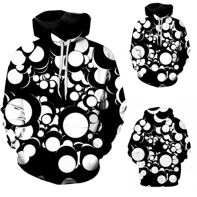 

Toponeto Mens Creative Casual 3D Geometric Dizzy Print Long Sleeve Hooded Sweater Coat