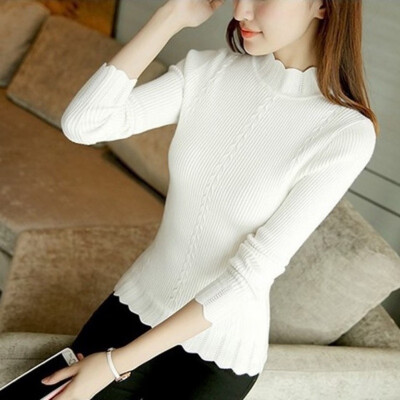 

Winter Autumn Women Tops Knitwear Short Section Of The Semi-High Collar Slim Sweater Women Sweaters And Pullovers