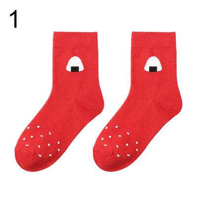 

Lovely Cartoon Food Printed Cotton Breathable Elastic Warm Women Medium Socks
