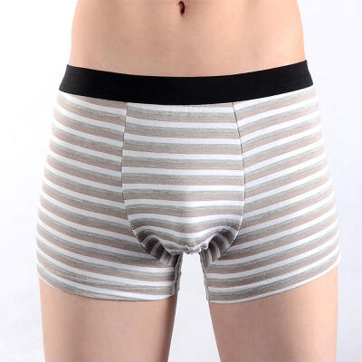 

Mens Comfort Modal Cotton Boxers Mid Rise Striped Underwear With Pouch