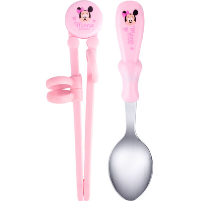 

Disney childrens tableware training chopsticks baby cartoon eating practice chopsticks baby supplies stainless steel spoon set Minnie