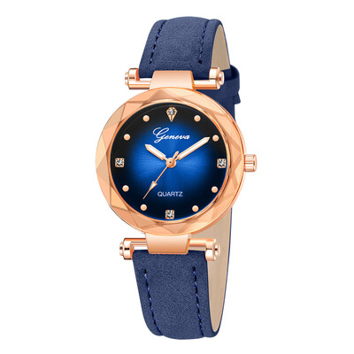 

RM New Fashion Geneva Women Leather Band Stainless Steel Quartz Analog Wrist Watch