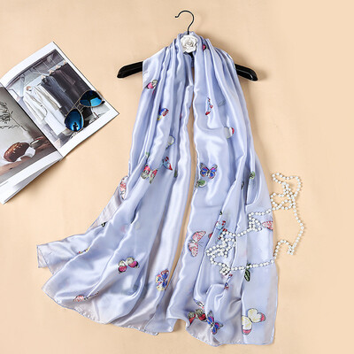 

Spring&summer Europe&the United States big fashion ladies butterfly silk scarf simulation silk gauze beach towel shawl SK008