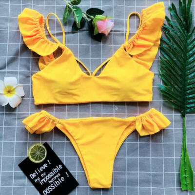 

Women Ruffle Swimwear Bikini Bathingsuit Triangle Swimsuit Bandage Tankini Beach