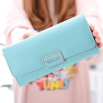 

Fashion Fresh Style PU Leather Multi-card-holder Triple-Folding Women Long Section Wallet Purse