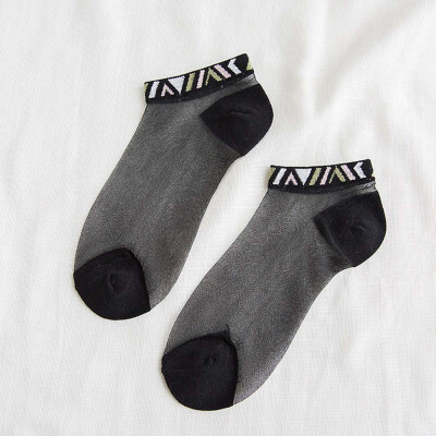

Summer Thin Transparent Colored Patterend Socks Women Faahion Harakjuku Ankle Socks Female Art Funny Socks Hipster Sox