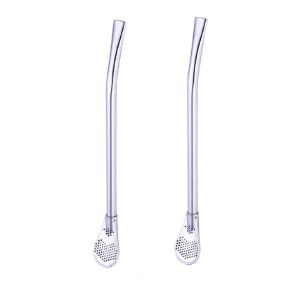 

Toponeto 2Pcs Stainless Steel Drinking Tea Yerba Mate Straw Gourd Bombilla Filter Spoon