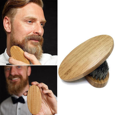

Mens Boar Hair Bristle Hard Round Wood Handle Beard Mustache Stylling Brush Tool
