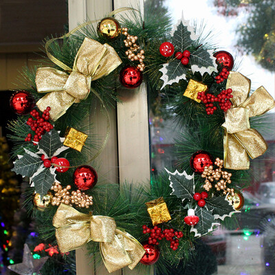 

〖Follure〗Christmas Wreath Christmas Garland Artificial Xmas Pine Wreath Christmas Decorat