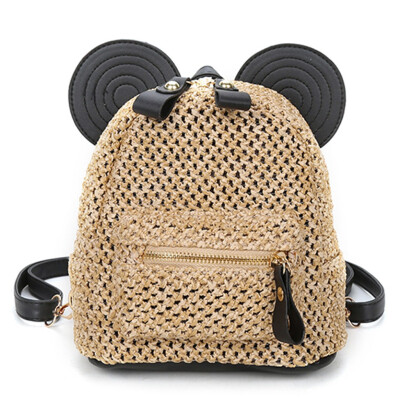 

Tailored Women Ladies Fashion Patchwork Straw Shoulder Handbag Backpack Casual Bags