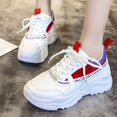 

Torre shoes women autumn ins small white sneakers Joker summer students thick-soled leisure running shoes