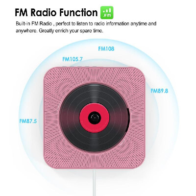 

Wall Mounted CD Player Bluetooth Speakers Home Audio Boombox with Remote Control FM Radio AUX Input Headphone Output U Disk Music
