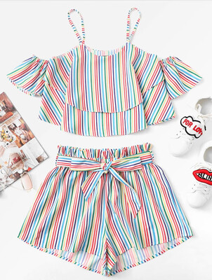

Toddler Kid Baby Girl Summer Sling Top T-shirtShort Pants Outfit Clothes Sets