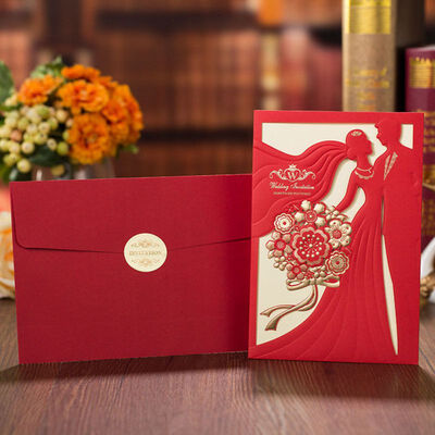 

New Hot 10 Pcs Wedding Invitation Card White Bride&Groom Greeting Cards with Envelopes Wedding Party Supplies