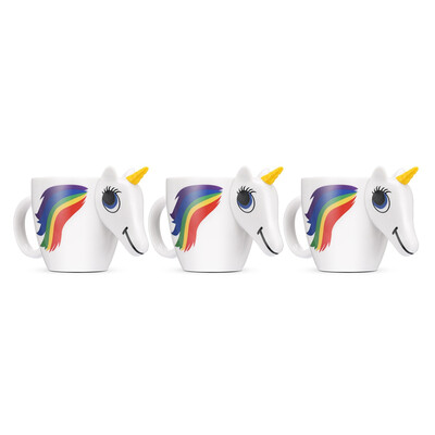 

COZZINE Magic Unicorn Pattern Ceramic Heat Sensitive Mug Rainbow Color Changing Coffee Cup 3pcs Set