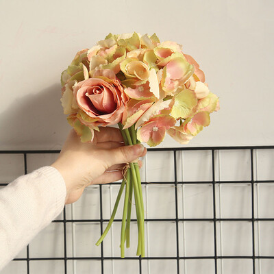 

Toponeto Range Rose Hydrangea Flowers Bouquet Bunch Home Wedding Party Gift Deco