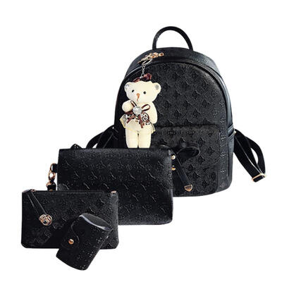 

4pcs Women Composite Bags PU Bear Backpack Clutch Handbag Crossbody Bag
