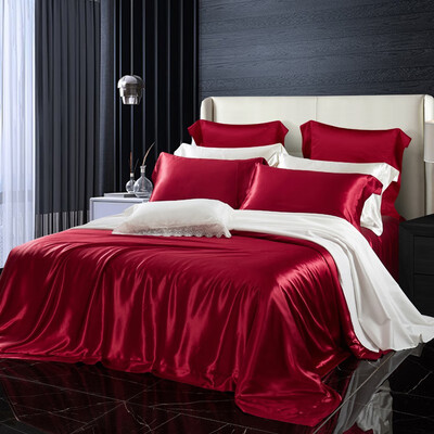

Boowishy sheet set 100 pure silk bedding Flat Sheet Duvet cover 2pcs Pillowcase