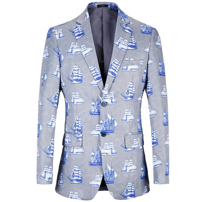 

Toponeto Mens Casual Business Wedding Long Sleeve Print Floral Suit Coat Jacket