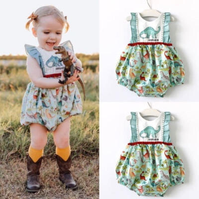 

Fashion Newborn Baby Girl Dinosaur Romper Playsuit Jumpsuit Outfit Clothes 0-24M