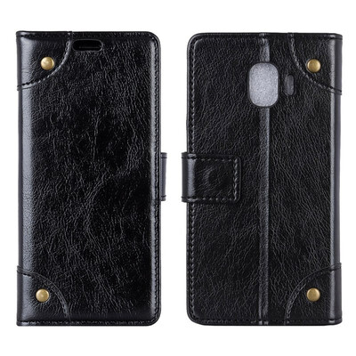 

MOONCASE Samsung Galaxy J2 Pro 2018 copper buckle nappa leather case - black