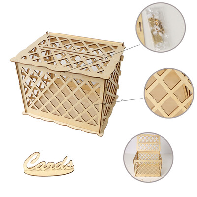 

Gobestart Wedding Card Box with Lock DIY Money Wooden Gift Boxes For Birthday Party