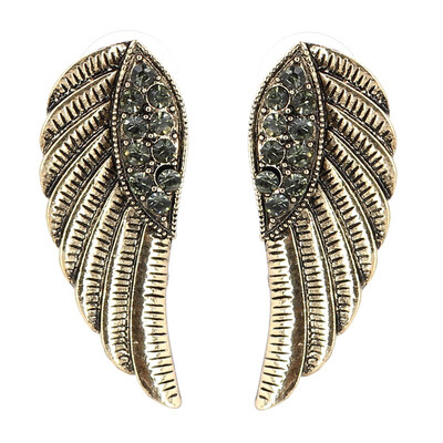 

2018 Hot Angel Wings Vintage Earrings Rose Filled Glowing Austrian Crystal Stud Luxury Women Earrings Jewelry E1408