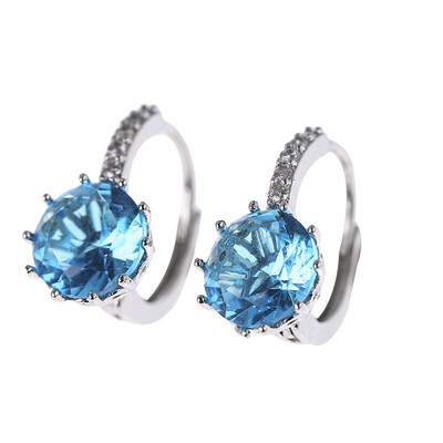 

New 925 Sterling Silver Earrings Bright Austrian Crystal Earrings Elegant Fashion Female Ear Clasp