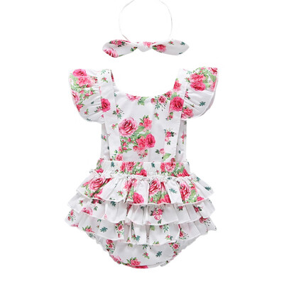 

Baby Romper Cute Floral Romper 2pcs Baby Girls Clothes Jumpsuit RomperHeadband 0-24M Age Infant Toddler Newborn Outfits