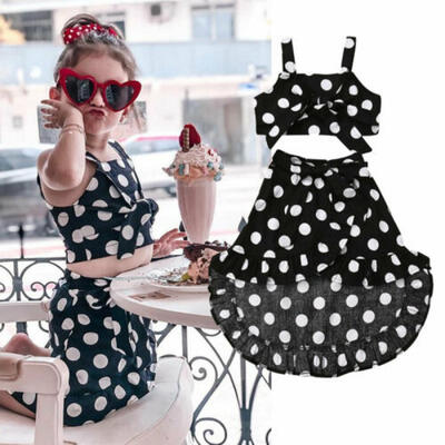 

CA Nowborn Baby Girls Irregular Dot Dress Summer DressTops Outfits Clothes 2PCS