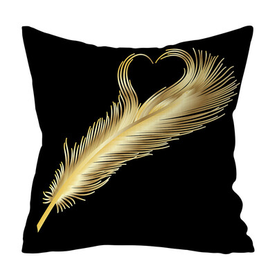 

〖Follure〗Gold Plant Printed Polyester Pillow Case Cover Sofa Cushion Cover Home Decor A