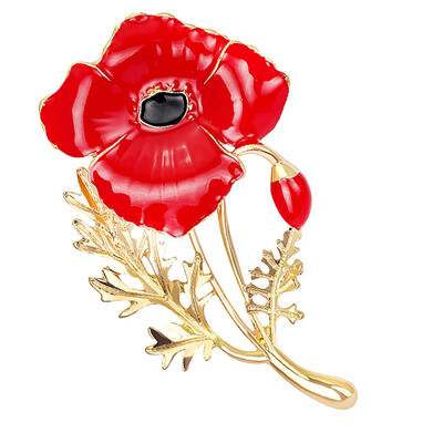 

Enamel Red Crystal Flowers Poppy Brooches for Women Soldier Remembrance Days Gifts Poppy Pins