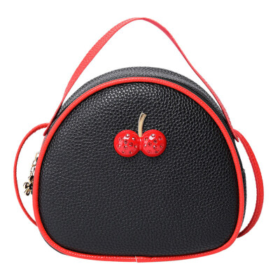 

Women Fashion Litchi Grain Cherry Color Block Shoulder Bag Crossbody Purse Pouch