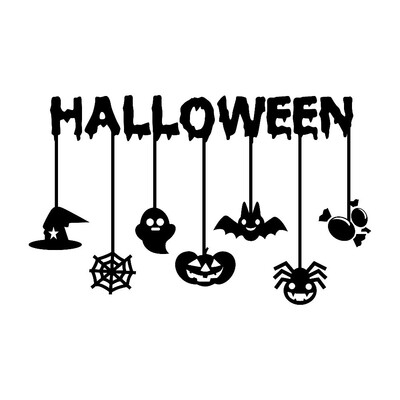

〖Follure〗Happy Halloween Witch Bats Wall Sticker Window Home Decoration Decal Decor