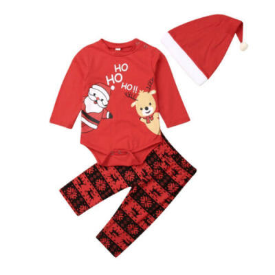 

2019 Xmas Newborn Baby Girl Boy Clothes Santa Reindeer Romper Tops Pants Outfits