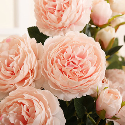 

1pc 3 heads Artificial Fake Western Rose Flower Peony Bridal Bouquet Wedding Home Decor Table Decoration Accessories