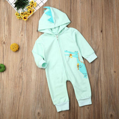 

US Infant Baby Unisex Boy Kid Cartoon 3D Dinosaur Jumpsuit Autumn Winter Clothes