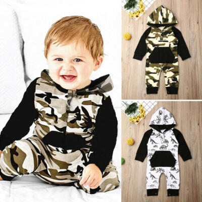 

Newborn Baby Boys Clothes Long Sleeve DinosaurCamouflage Romper Jumpsuit Outfit