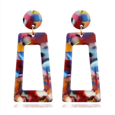 

EK446 Boho Geometric Big Acetic Acid Statement Earrings Fashion Jewelry Colorful Leopard Printed Acrylic Drop Earrings for Women