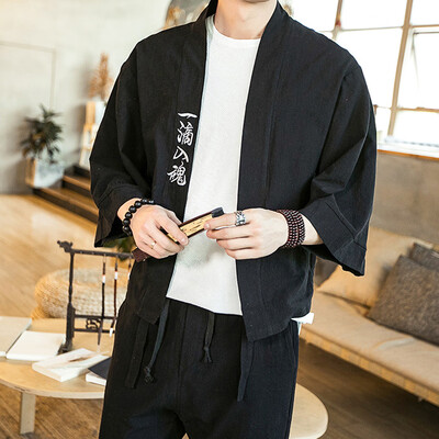 

Toponeto Fashion Mens Cardigan National Print Loose Jacket Yukata Coat Baggy Tops Summer
