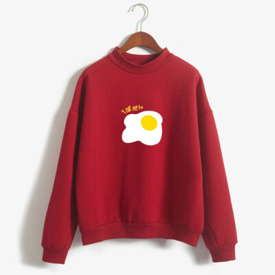 

Starmoon Women O-Neck Solid Color Poached Egg Pattern Long Sleeve Plus Velvet Sweatshirt