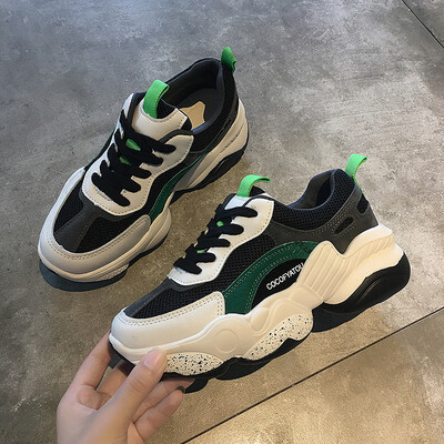 

Sports Shoes Women Summer Breathable Korean Version Fashion Colourless Smart Running Shoes Lace Thick-soled Daddy Shoes