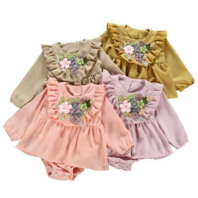 

US Newborn Baby Girl Clothes Ruffle Long Sleeve Romper Jumpsuit Outfits Autumn