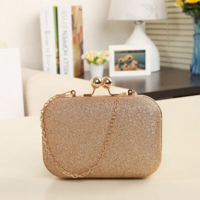 

New Fashion Women Casual Girls Sequined Single Metal Chain Square Portable Wedding Clutch Bags Evening Dinner Handbag