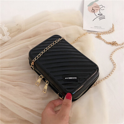 

2019 new fashion diagonal stripes Korean shoulder bag casual wild Messenger small square bag personality letter chain bag